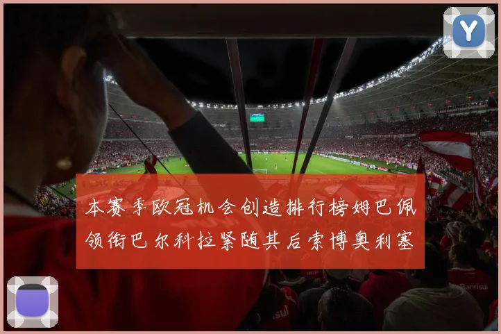 本赛季欧冠机会创造排行榜姆巴佩领衔巴尔科拉紧随其后索博奥利塞表现出色